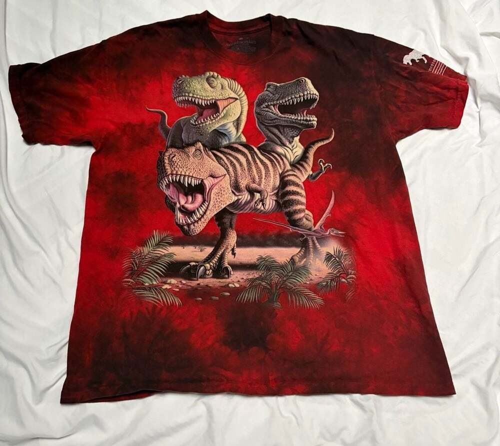 Smithsonian Men's XL T-Shirt Tyrannosaurus Tie Dye